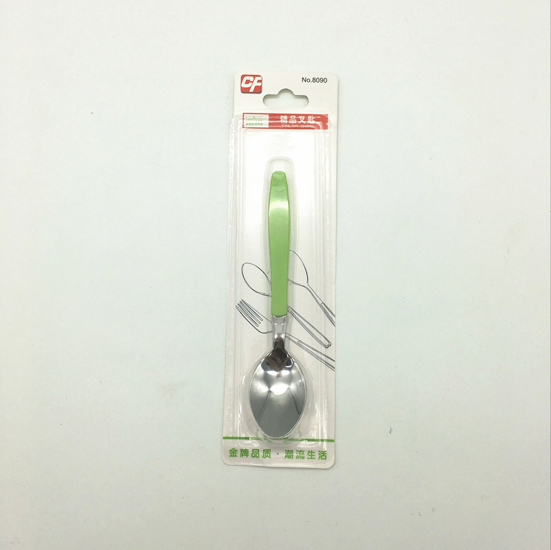 Stainless steel color handle spoon spoon soup spoon rice spoon large pointed small soup spoon