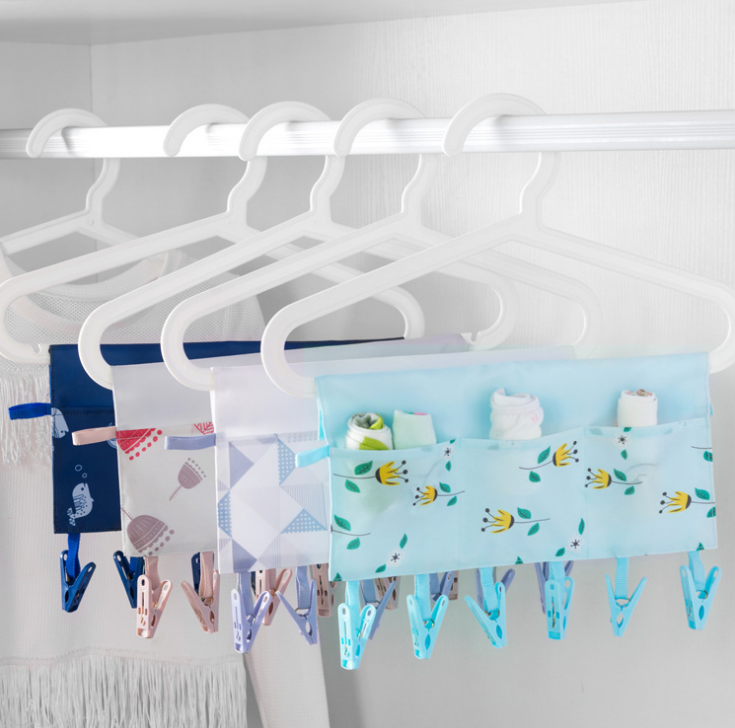便携布艺衣架旅行可折叠浴室整理挂架 收纳挂袋70g细节图