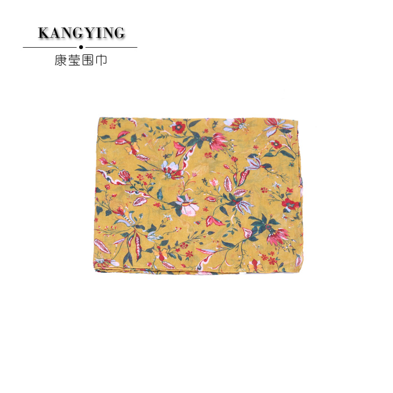 Japan And South Korea New Fashion Travel Printed Scarf Small Fresh Flower Lady Silk Scarf Manufacturers Custom details Picture