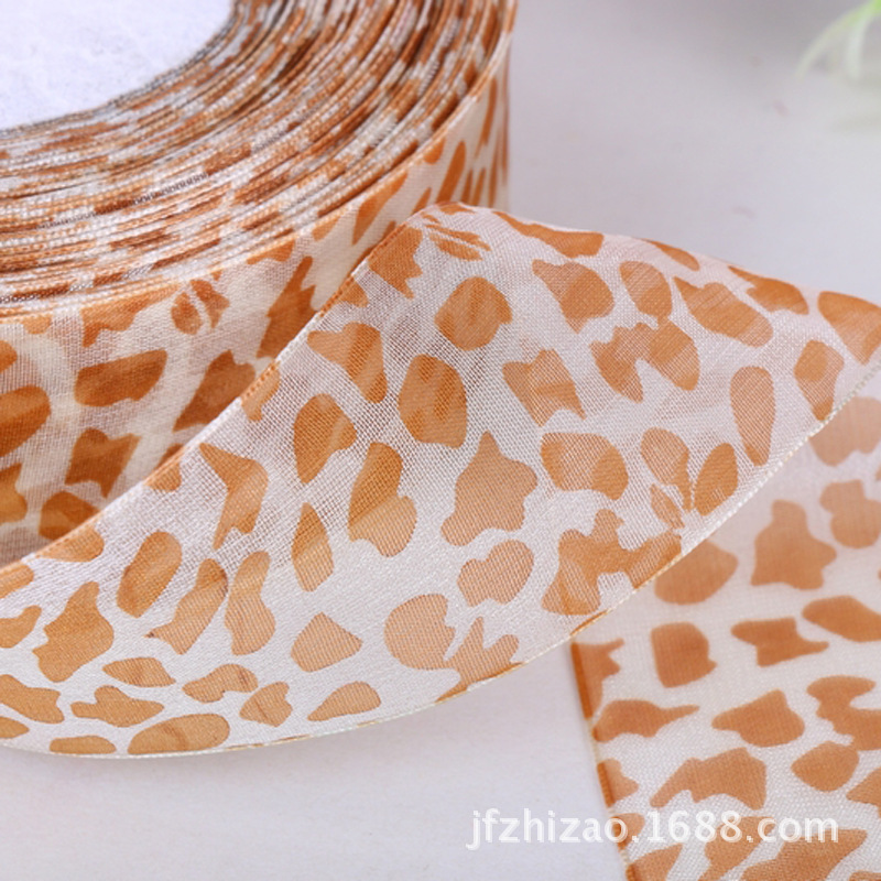 Leopard Print Chiffon Tape In Stock Color Print Chiffon Tape Diy Handmade Gift Wrap Tape Specification drawing
