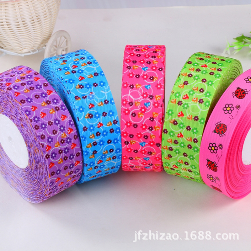 Single-Sided Multi-Pattern Rib Printing With Clothing Accessories Gift Packaging Ribbon Printing Webbing details Picture