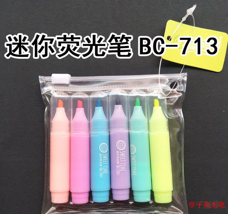 Wholesale Student Mini 6-color Highlighter Color Pen BC-713 Marker pen Creative student cute