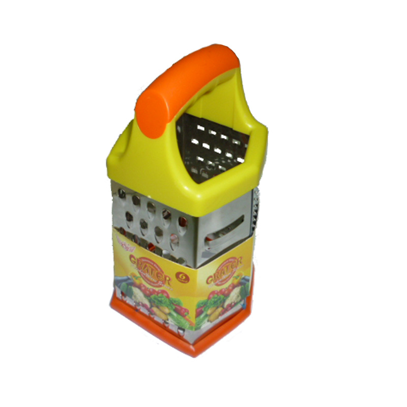 Factory direct sales of a new 8-inch thick stainless iron anti-slip dual-color handle six-sided grater with multi-functional radish and potato shreds details Picture
