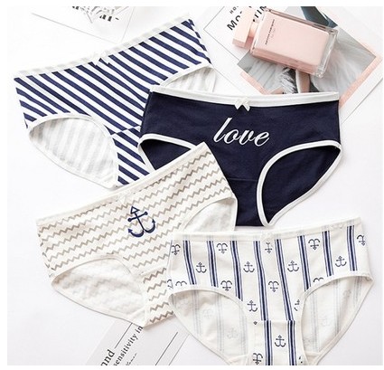 Anchor series panties women's cotton mid-waist women's cotton triangle panties cotton girls underwear