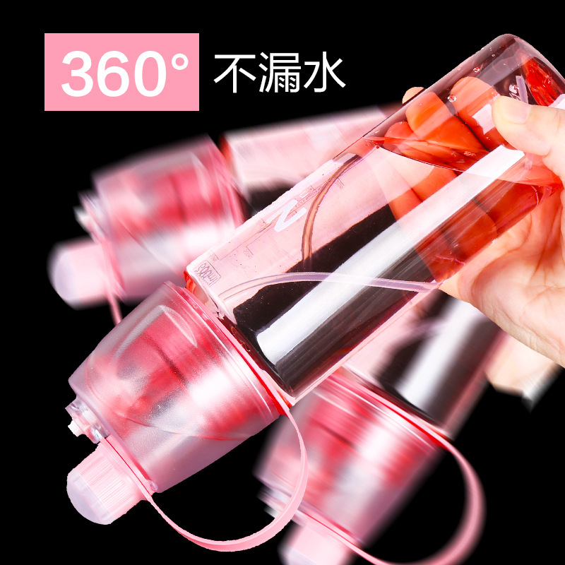 夏季喷雾水杯便携运动户外水壶创意随手杯子塑料个性学生水瓶细节图