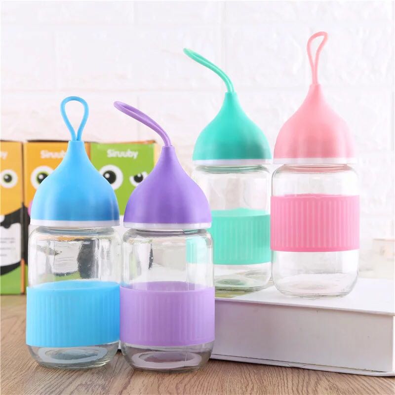 创意礼品 便携式儿童小艾杯 透明玻璃杯广告定制logo 可爱