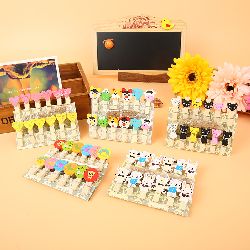 Factory direct sales of high-quality clips, Korean creative diy decorative small wooden clips, fashionable and simple wooden photo clips thumbnail