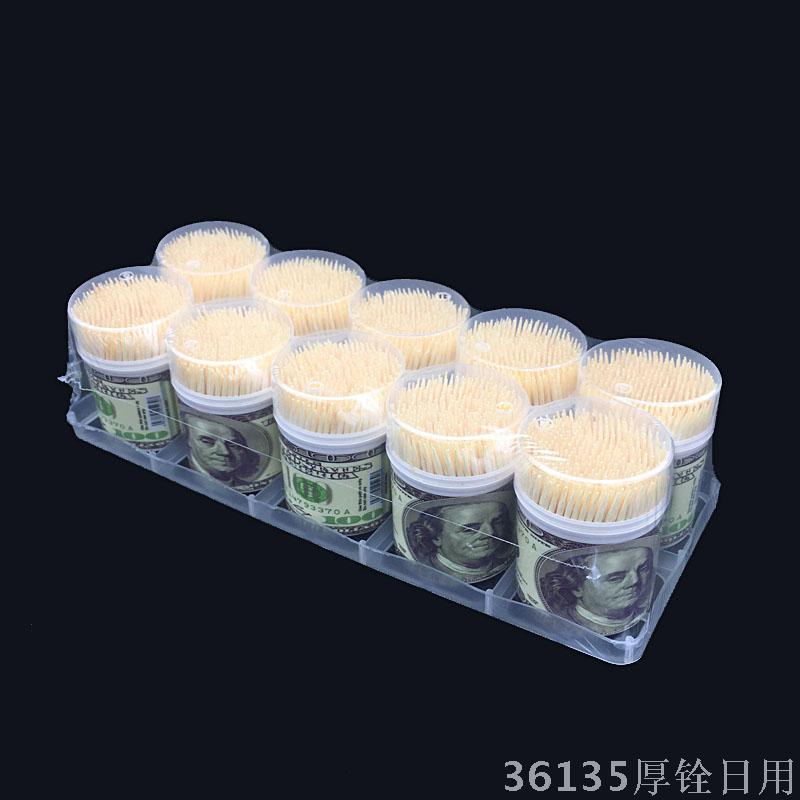 Medium And High Grade Bamboo Toothpick Wholesale Dollar Printing Environmental Protection Plastic Cans