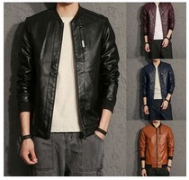 Autumn and winter leather coat large size PU leather composition 9.7% cotton 2.3 viscose 88 polyester for men