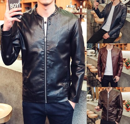 Autumn and winter new leather men fashion slim leather jacket men's coat young and middle-aged foreign trade