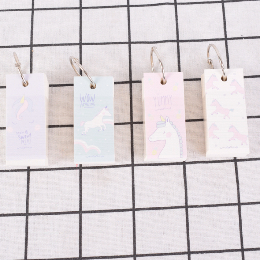 Qingmi Unicorn Word Card Word Book Loose-Leaf Unicorn Sticky Notes