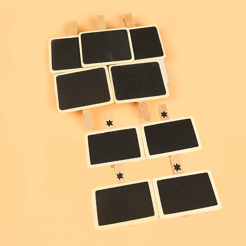Exquisite wooden blackboard clips, handcrafted rectangular small wooden clips, fashionable coffee shop photo decoration clips