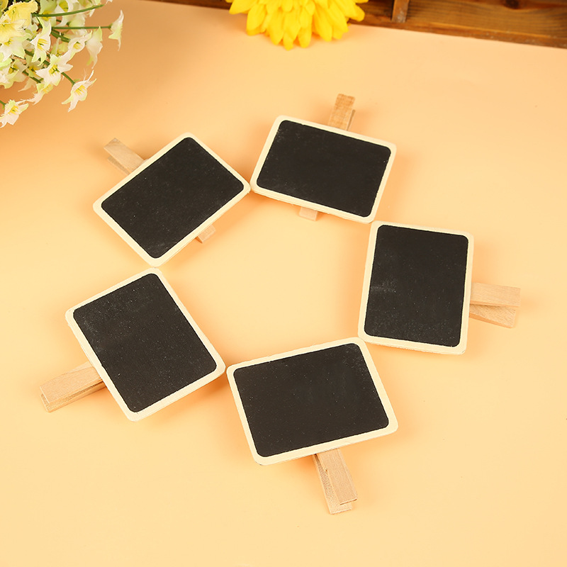 Exquisite wooden blackboard clips, handcrafted rectangular small wooden clips, fashionable coffee shop photo decoration clips details Picture