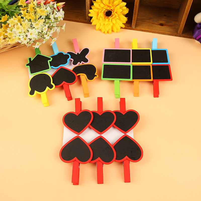 Exquisite colorful mini blackboard wooden clips, fashionable photo holders, creative handcrafted wooden handicrafts, best-selling items