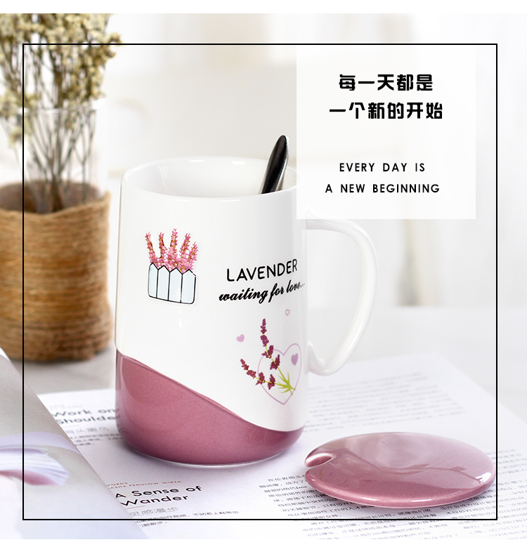zakka's creative new lavender fresh ceramic cup, daily-use colored glaze cup, country-style gift water cup Specification image