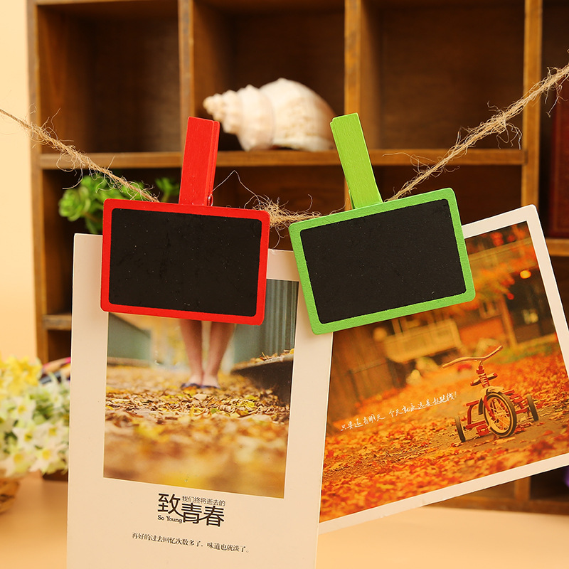 Exquisite colorful mini blackboard wooden clips, fashionable photo holders, creative handcrafted wooden handicrafts, best-selling items details Picture
