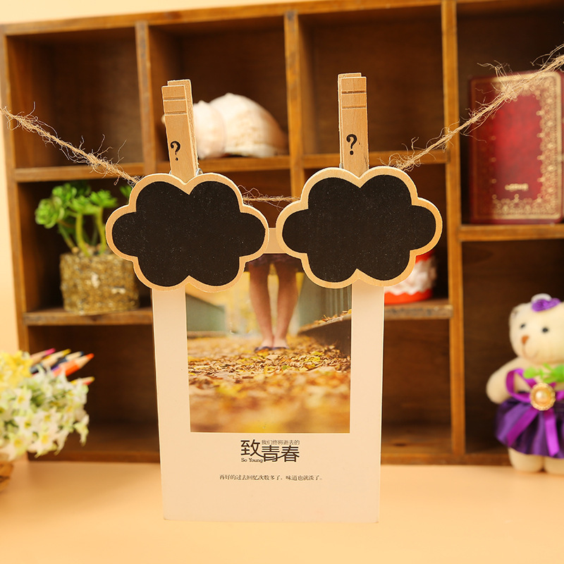 Creative little cloud mini blackboard clip, exquisite handcrafted wooden photo clip, fashionable coffee house decoration details Picture