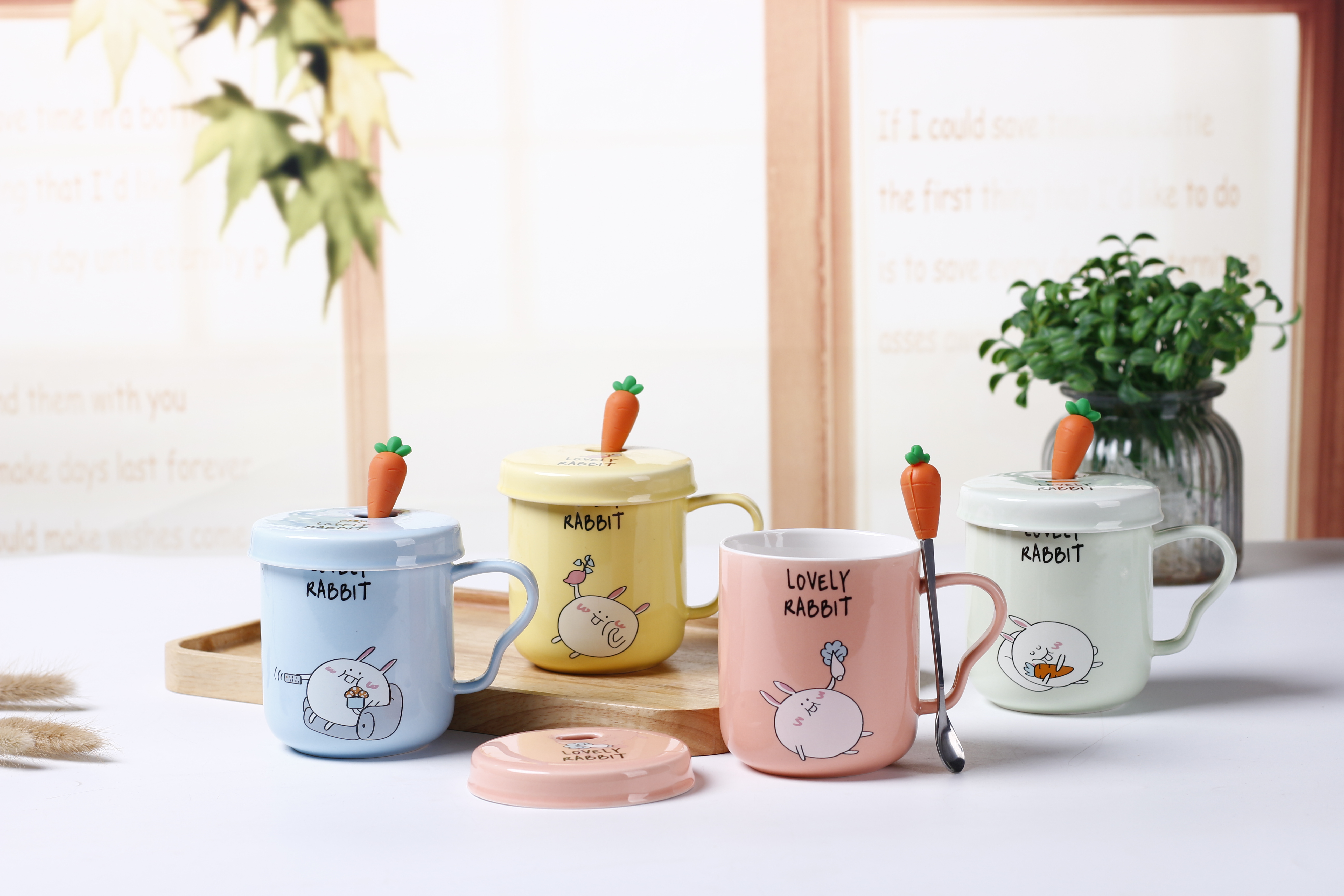 Creative and cute rabbit ceramic cups for boys and girls, coffee and milk, casual mugs for home use, simple cups details Picture