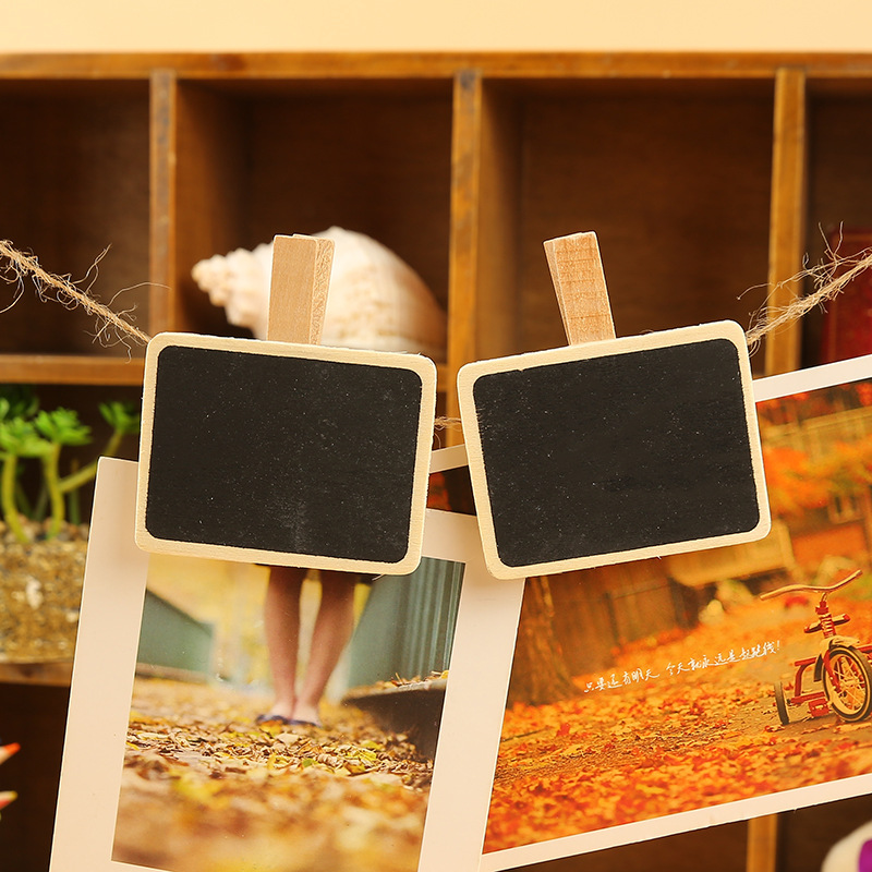 Exquisite wooden blackboard clips, handcrafted rectangular small wooden clips, fashionable coffee shop photo decoration clips Specification image