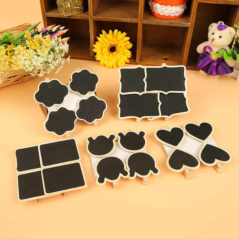 Exquisite wooden blackboard clips, handcrafted rectangular small wooden clips, fashionable coffee shop photo decoration clips