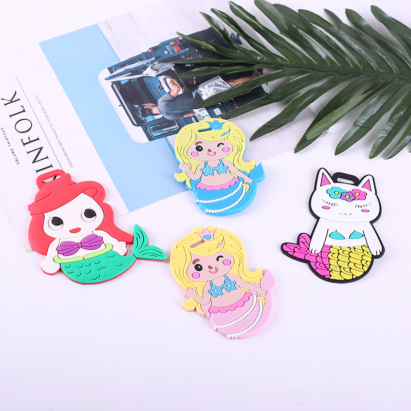 PVC创意美人鱼软胶行李牌 卡通飞机登机牌行李吊牌定制图