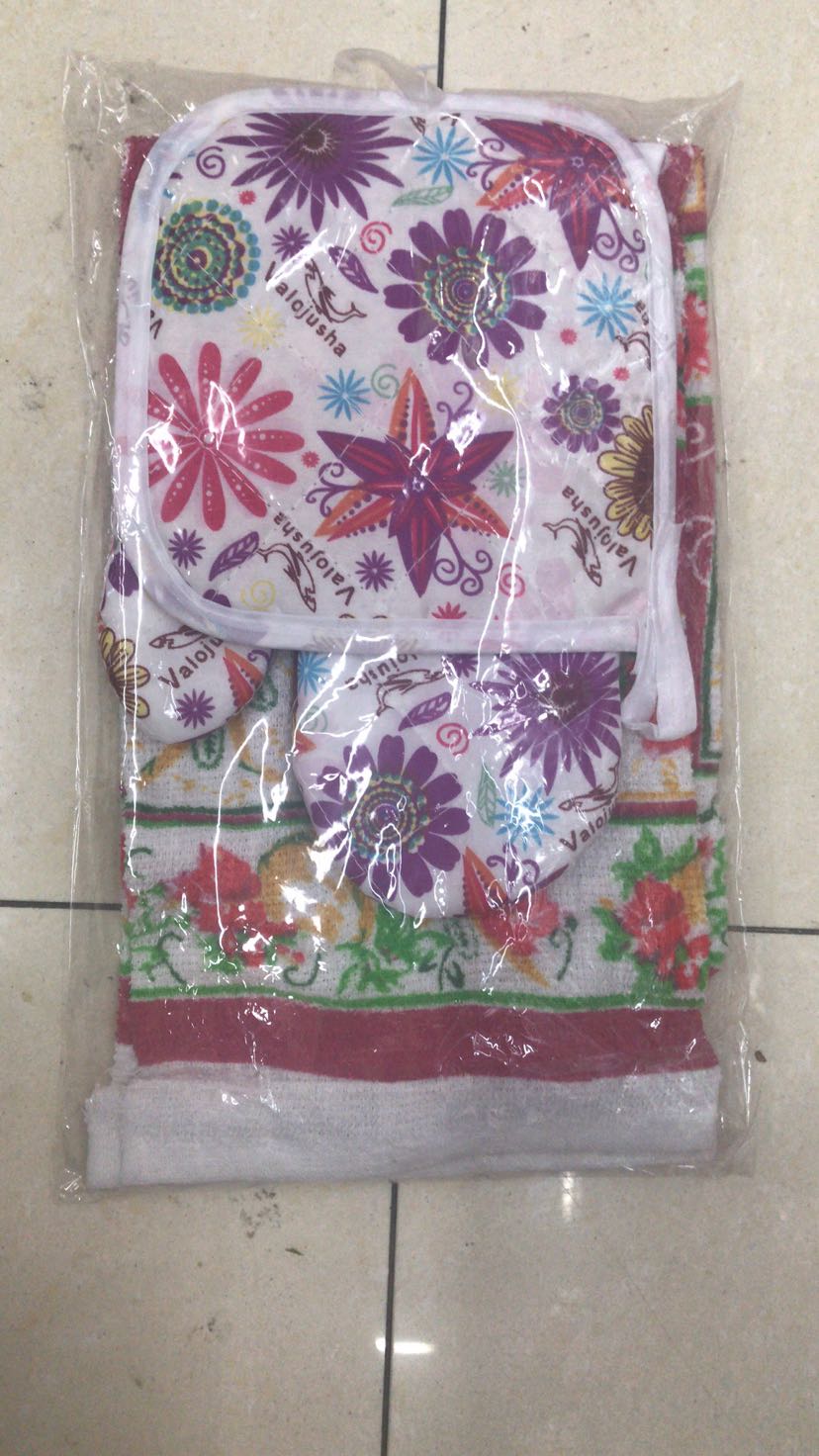 印花毛巾加全涤花布两件套  2021厂家直销 新款 爆款  图