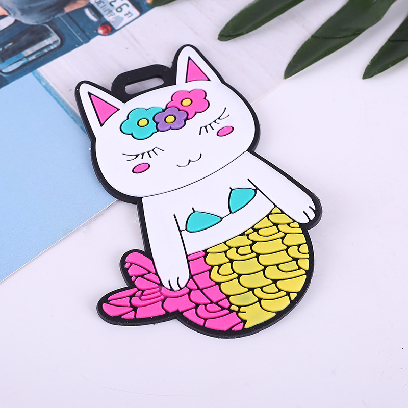 PVC创意美人鱼软胶行李牌 卡通飞机登机牌行李吊牌定制细节图