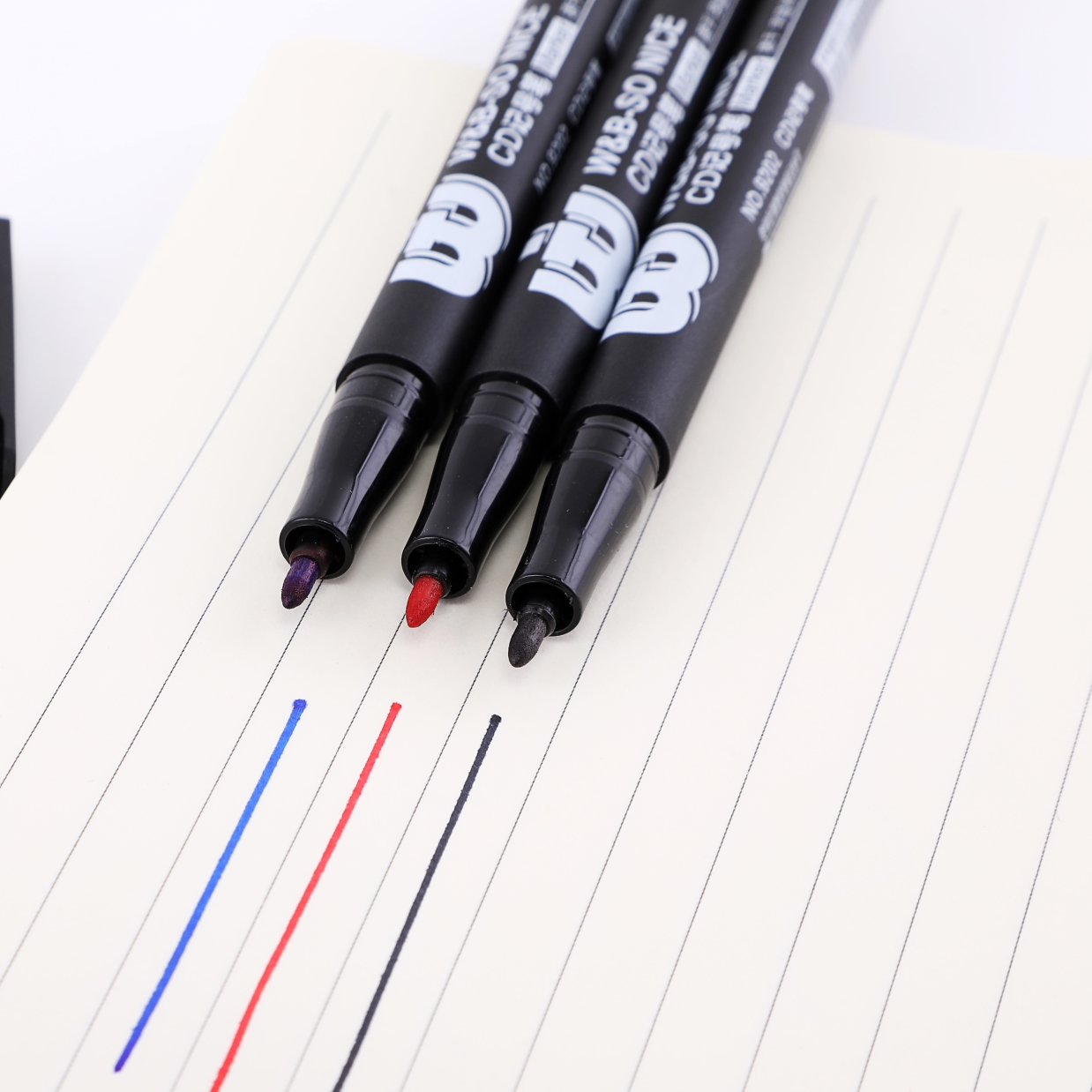 Wholesale low-price Wanbang oil-based small single-head CD black, red and blue Chinese Marker King 9202 Line pen Specification image