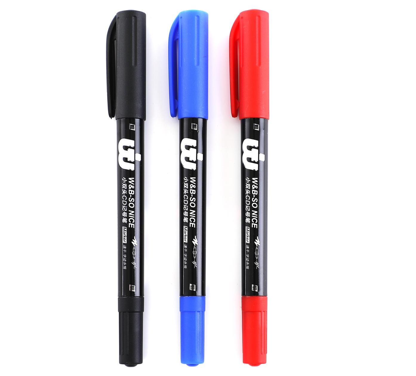 Wholesale low-price Wanbang oil-based small double-headed CD black, red and blue large size Chinese marker King 9201 line pen Specification image