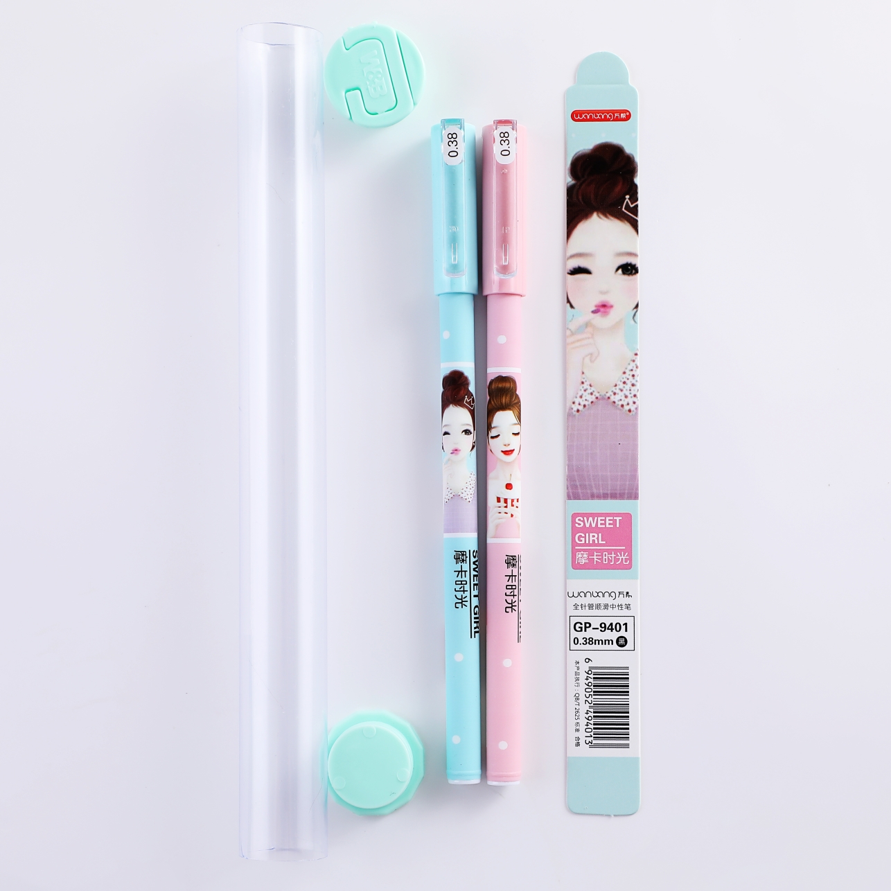 Factory direct sales: Wanbang 9401 new gel Pen Cartoon Full Needle tube Korean version Mocha Time Pen 0.38 Specification image