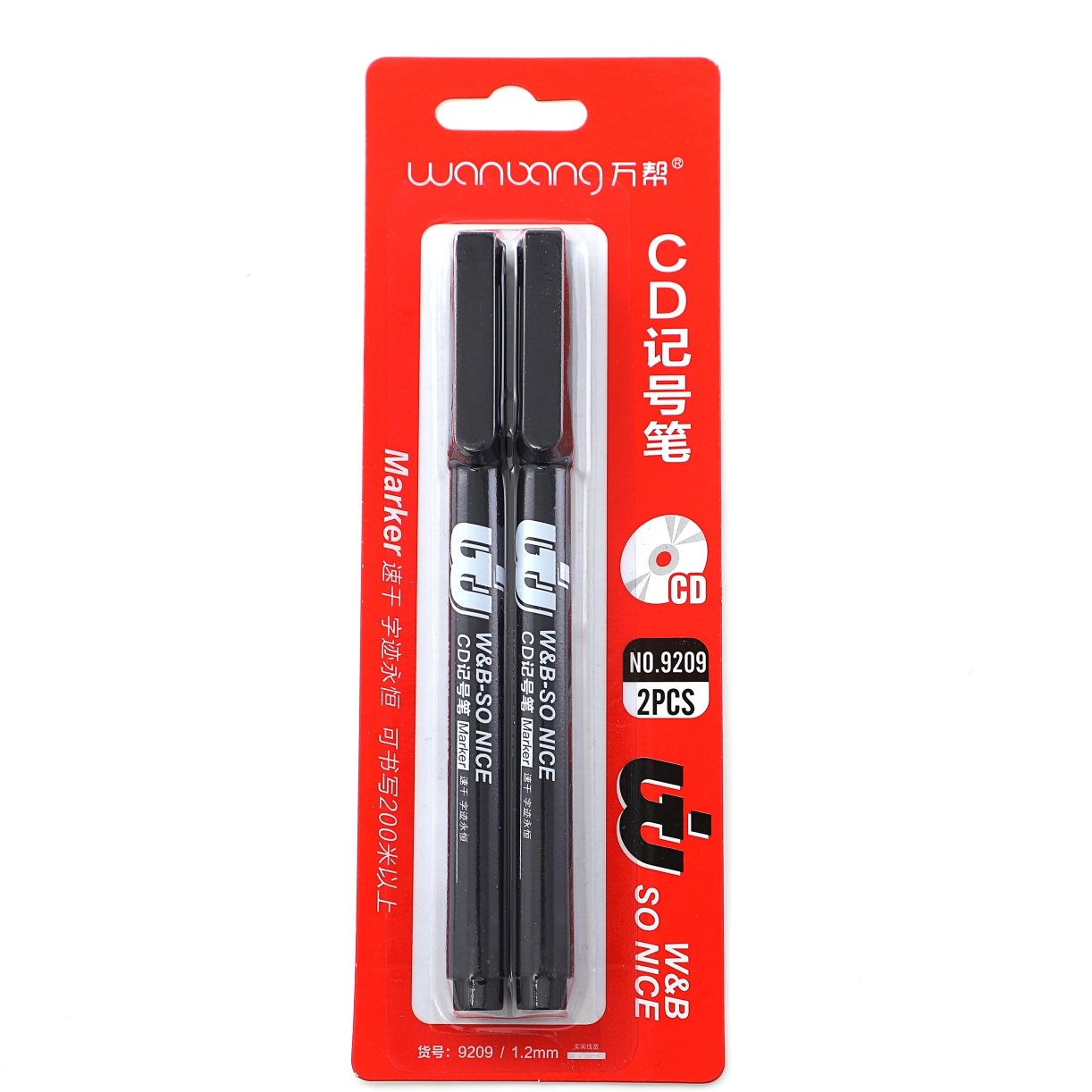 Wanbang Oil-based small single-head CD Black, Red and Blue Super Large Chinese Marker Pen King 9209 card-absorbing type Outlining Pen