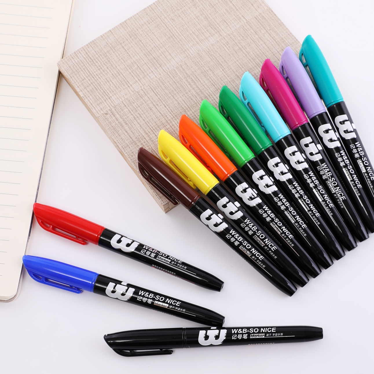 Wanbang oil-based 12-color Marker Pen 4.mm Oversized Chinese Marker Pen King 9205 Card holder Specification image