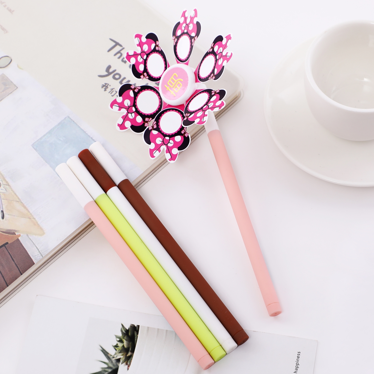 Wanbang 9060 color gel pen Windmill pen, full needle tube with key point marking, office 0.5mm