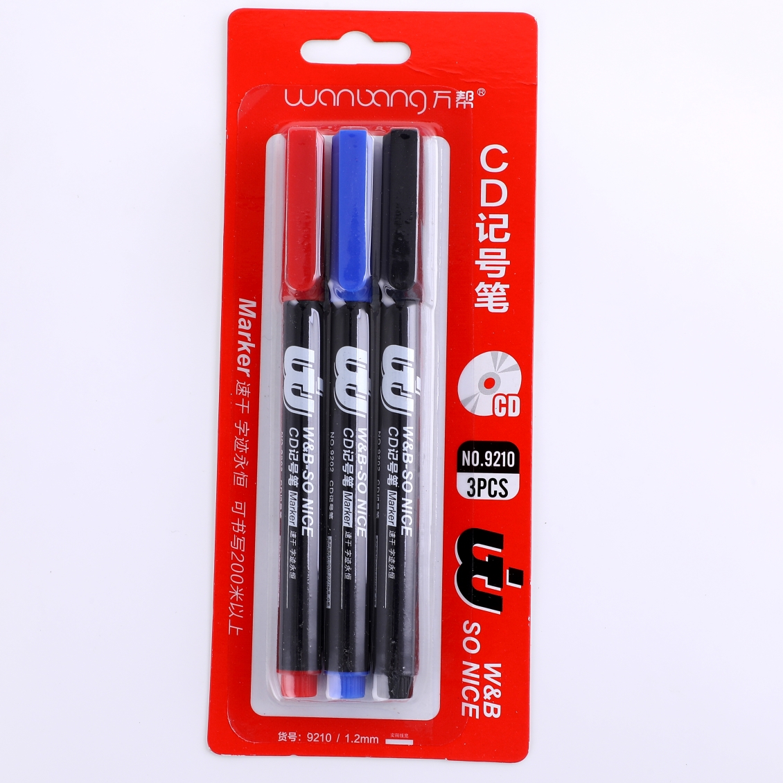 Wanbang Oil-based small single-head CD Black Red Blue Super Large Chinese Marker Pen King 9210 card-absorbing type Outlining Pen