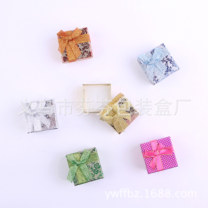 厂家直销 现货爆款供应 亮玫瑰彩葱戒指盒 耳钉盒首饰品包装纸盒