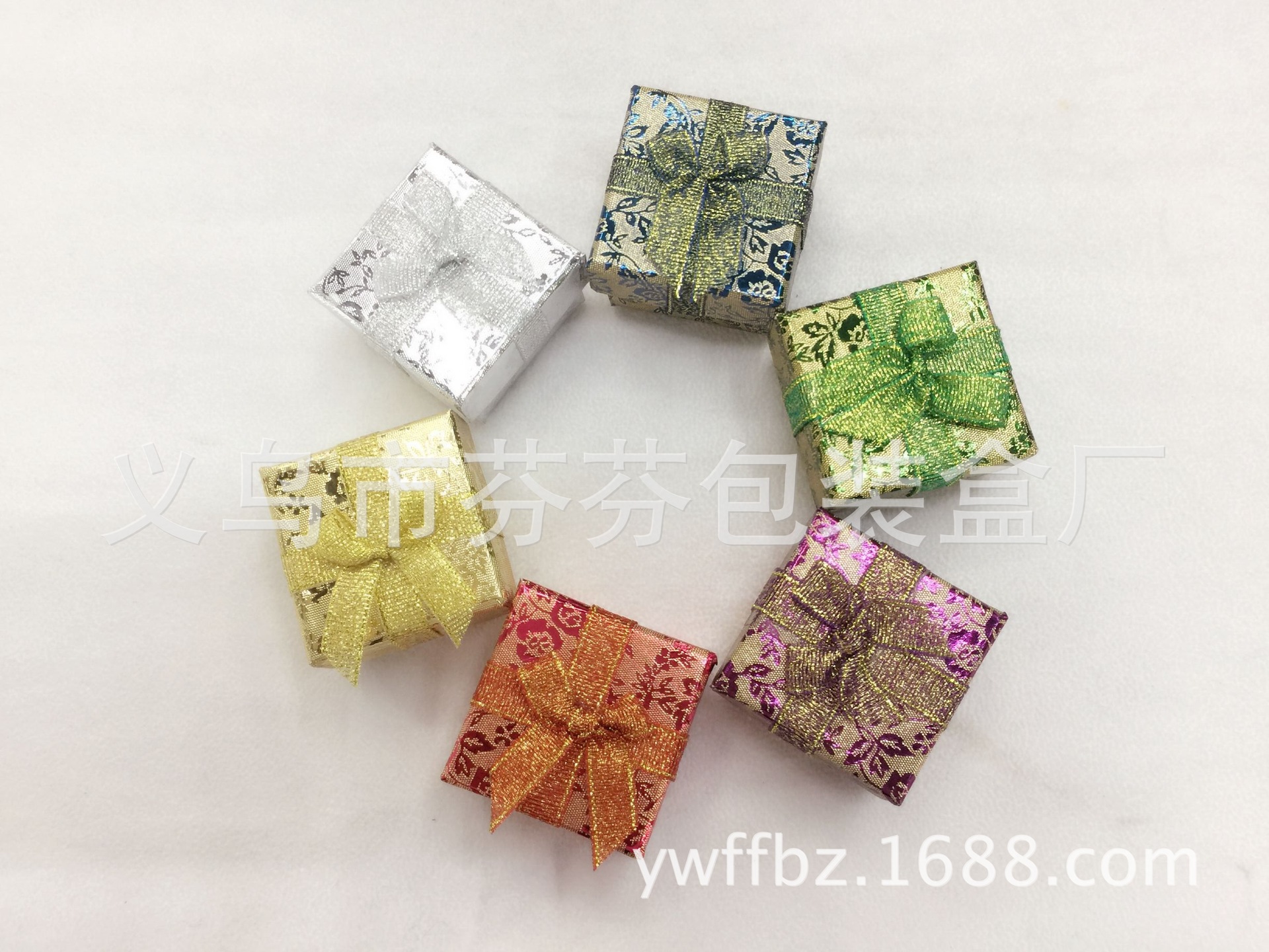 厂家直销 现货爆款供应 亮玫瑰彩葱戒指盒 耳钉盒首饰品包装纸盒细节图