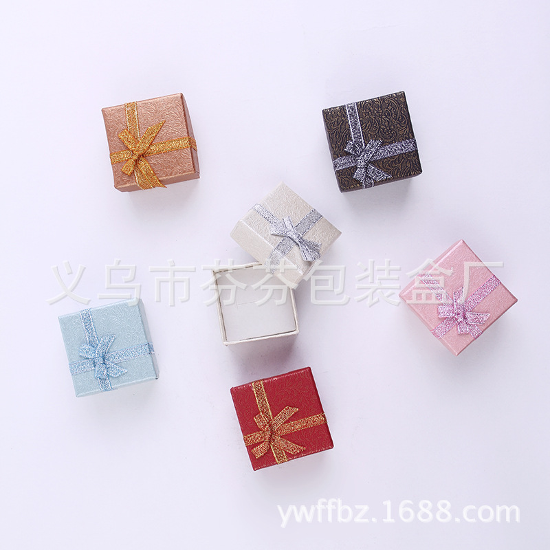 精品5*5月花纹戒指盒 通用 现货首饰礼品包装盒批发定做耳钉盒