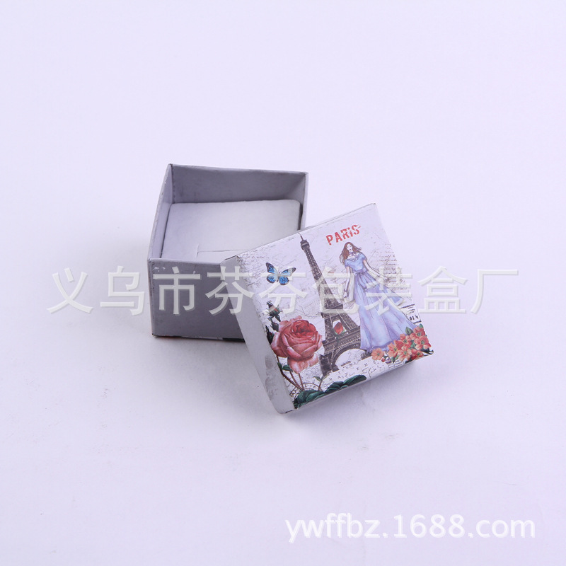 爆款热销 现货批发 印刷花纸盒铁塔首饰戒指耳环 通用礼品饰品盒细节图