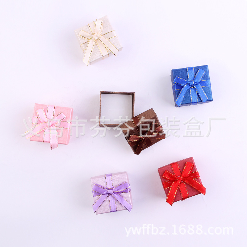 5*5丽格纹双金边精品戒指包装盒 现货饰品礼品盒批发精美首饰盒