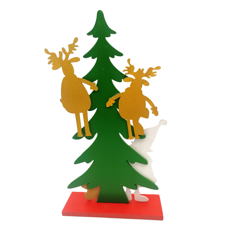 跨境爆款创意DIY木制拼装单片圣诞树 桌面橱窗摆件圣诞装饰礼品详情图2