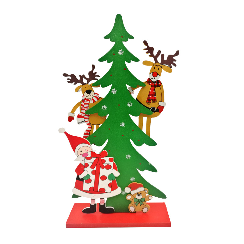 跨境爆款创意DIY木制拼装单片圣诞树 桌面橱窗摆件圣诞装饰礼品详情图1
