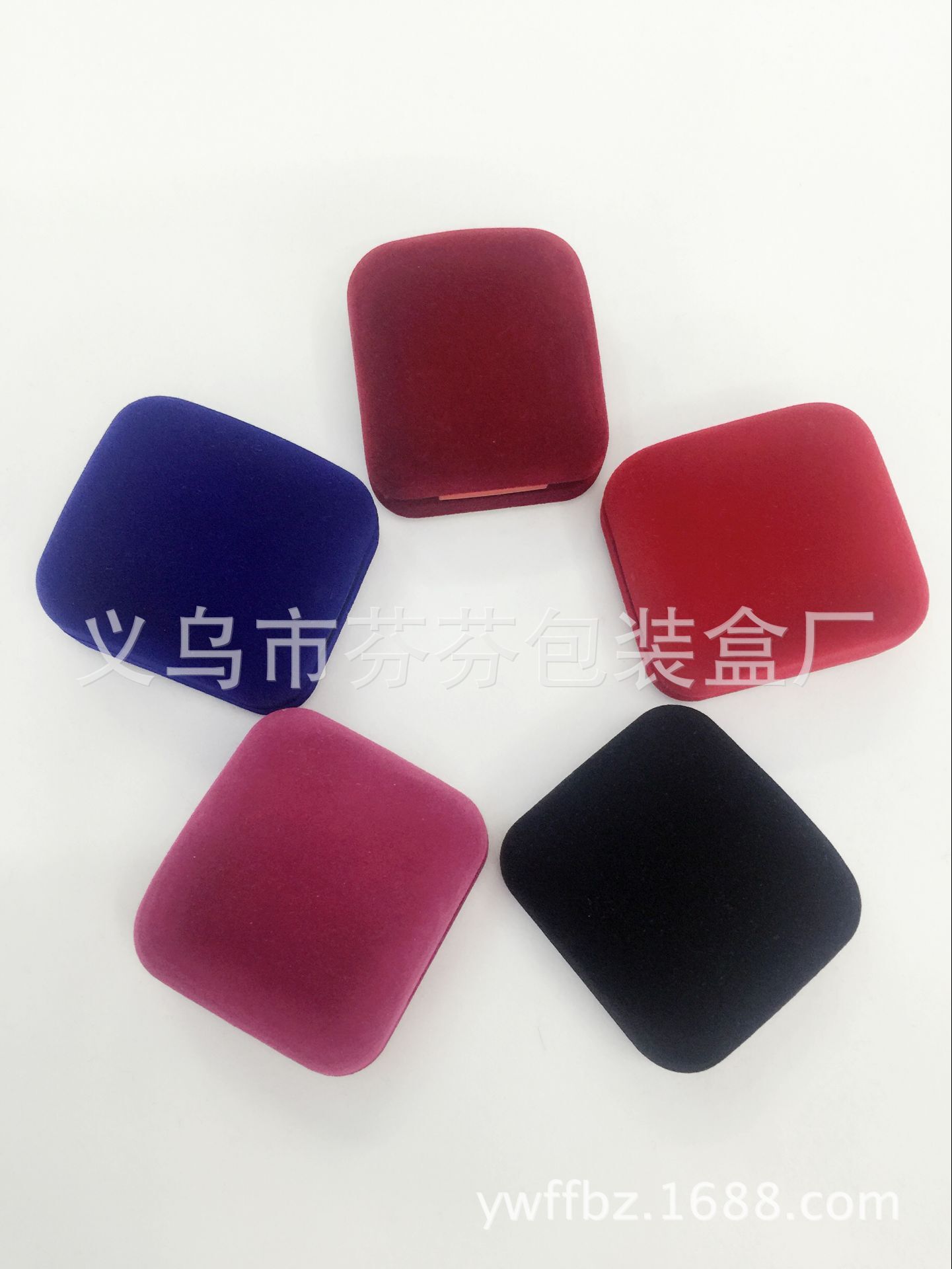 芬芬厂家直销精美喷绒戒指盒珠宝首饰盒情侣双戒盒饰品包装盒批发