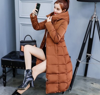 Down padded jacket for women long over knee padded jacket for women slim plus size fashion winter wear