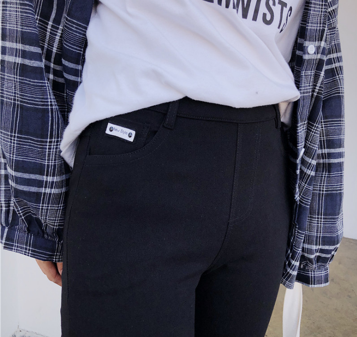 高腰黑色打底裤外穿秋款修身弹力小脚铅笔裤大码女长裤产品图