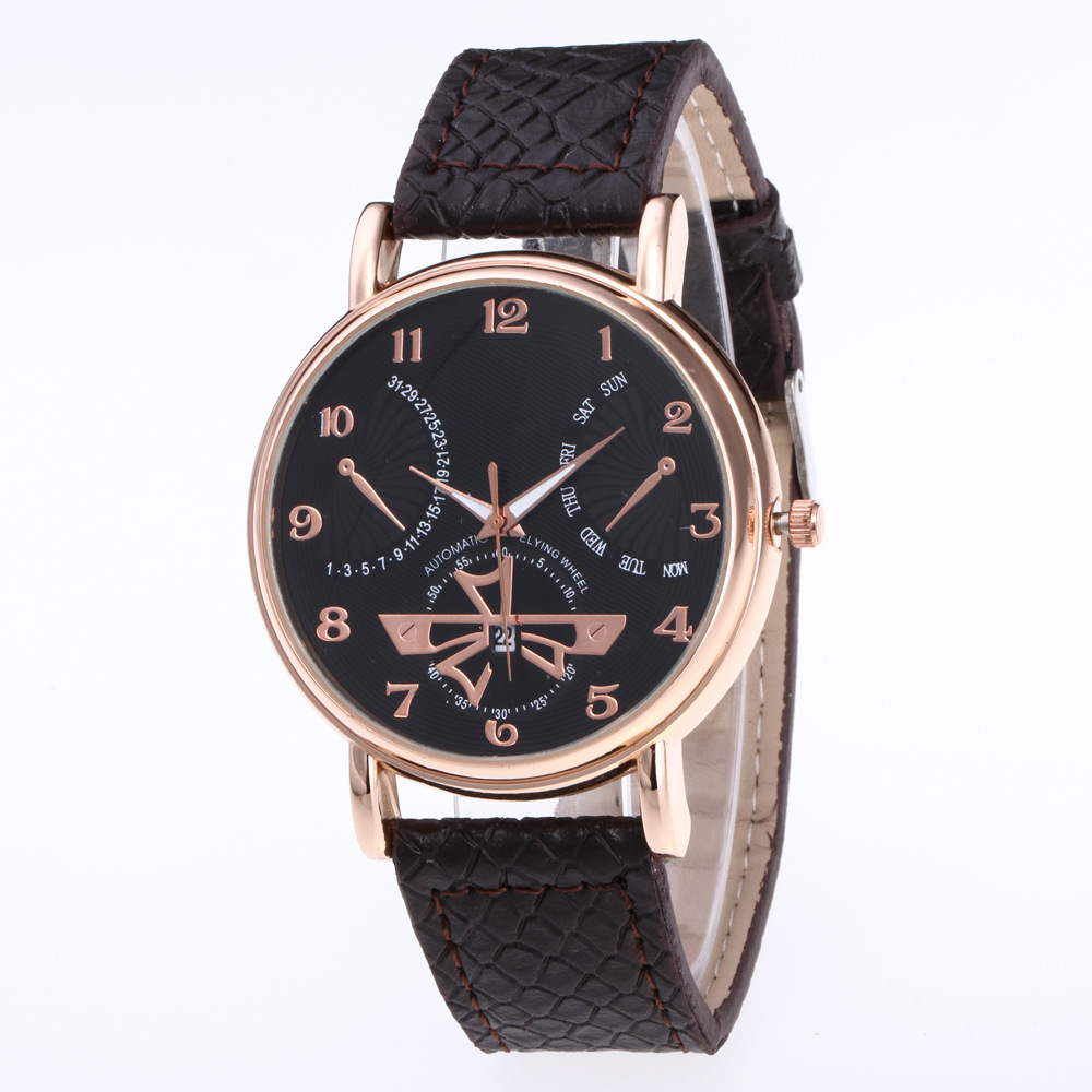 Belt watch高档男士手表日历时尚商务石英手表磨砂皮带watch
