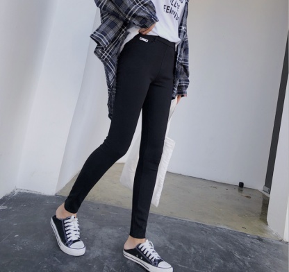 高腰黑色打底裤外穿秋款修身弹力小脚铅笔裤大码女长裤