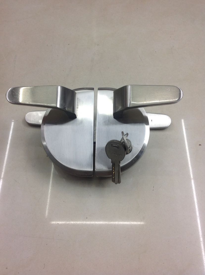 Shuzan stainless steel frameless glass Door lock, high-strength anti-theft lock, home and commercial frameless window lock, convenient installation lock door Specification image
