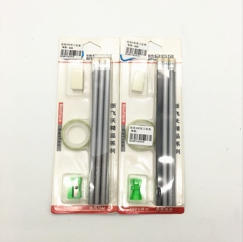 Pencil set of 6 pieces, including eraser pencils, erasers, small tape and pencil sharpeners