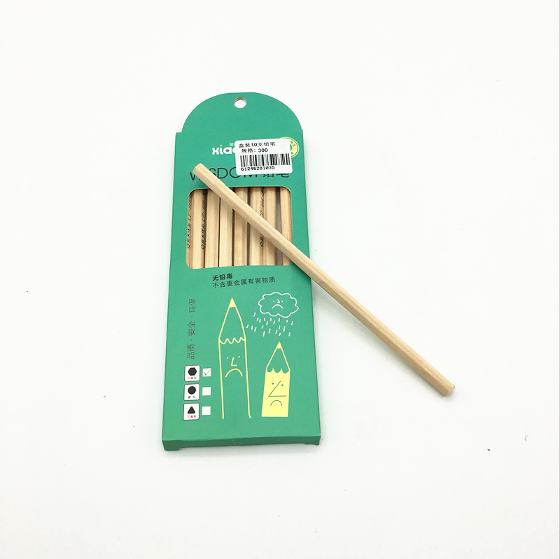 This eco-friendly box contains ten pencils, hexagonal wooden pencils and student writing pencils details Picture