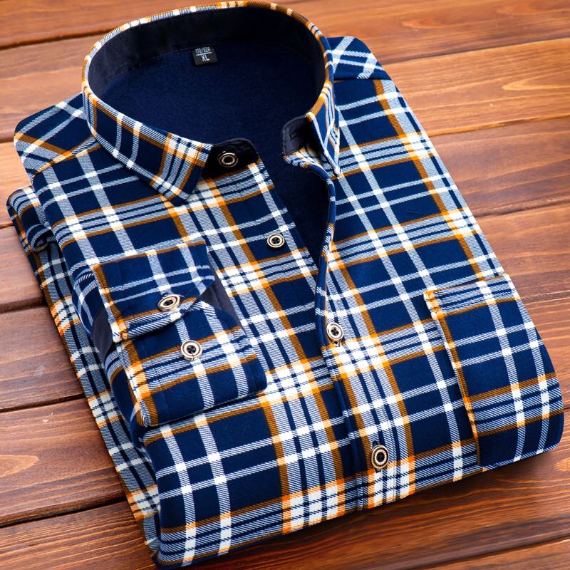 Warm shirt, Dad's casual shirt, long-sleeved style, Zobin Bird details Picture